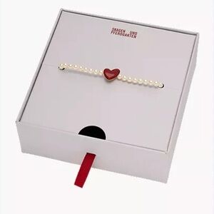 Pearl Bracelet with Red Heart Accent by Skagen NWT